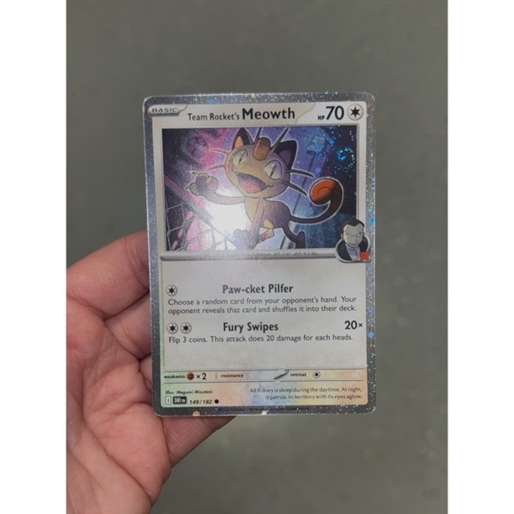 Team Rocket's Meowth FART SWIRL 🌀 Cosmos Holo 149/182 NM Near mint Pokemon Card